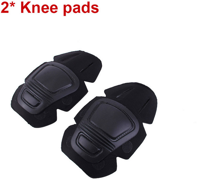 Paintball Airsoft 전투 유니폼 군복 2 무릎 패드 및 팔꿈치 용 전술 보호대 그냥 사냥복, 1)2 Knee pads Black
