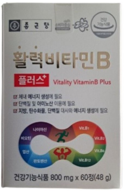 종근당 활력 비타민B 플러스 800mg x 60정, 1개, 1정