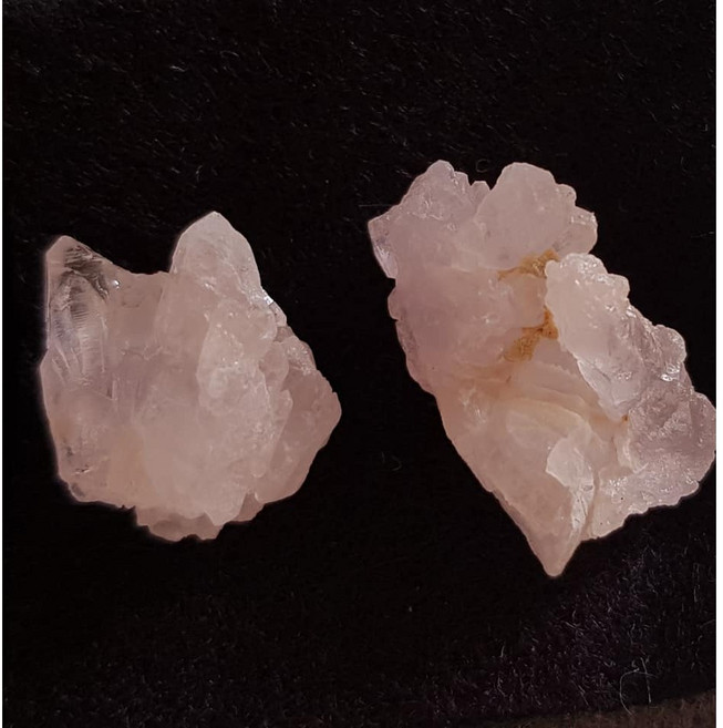 巴西粉晶簇擺件 兩件組 晶體飾品