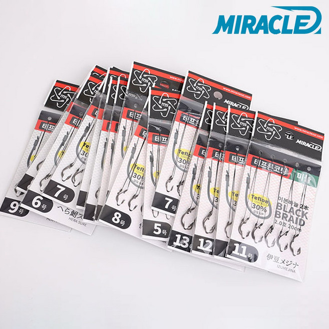 미라클스토리 테프론 코팅 묶음바늘 이두메지나 헤라스레 민물낚시바늘, 1개, 5개입