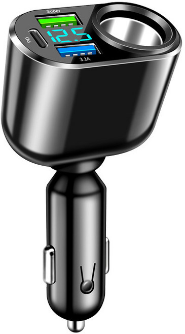 LA DERIVE 올인원 차량용 초고속 충전기 콘센트 멀티 시가잭 볼트게이지 PD30w USB 3포트 고속 충전, 1구, 1개