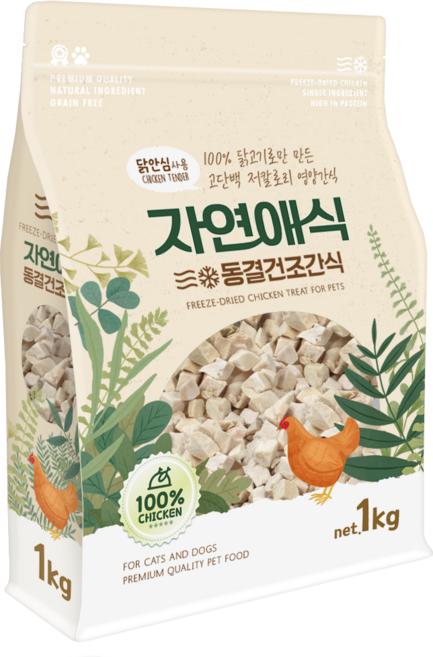 자연애식 반려동물 동결건조간식, 1개, 1kg, 닭안심