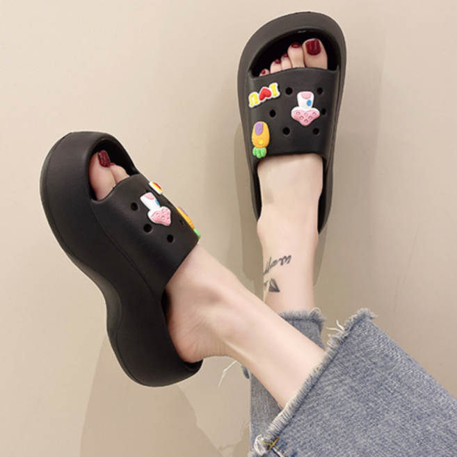 재리니 폭탄 재고정리 여성 EVA 소프트 슬라이드 푹신한 통굽 샌들 슬리퍼 신발 악세사리 신꾸 RS-S040