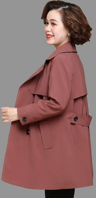 중년 여성 트렌치코트 봄 가을 후드 점퍼 루즈핏 엄마옷 중장년 캐주얼 아우터 기질 트렌치 코트 빅사이즈 CY