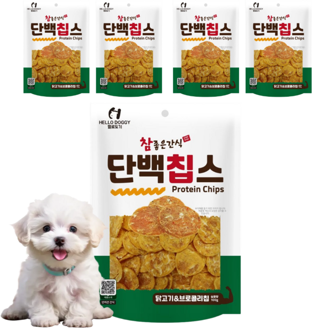 참좋은간식 단백칩스 강아지 바삭간식, 5개, 100g, 혼합맛(닭고기/브로콜리)