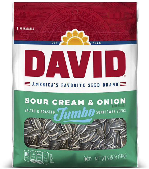 데이비드 솔티드 앤 로스티드 점보 선플라워 씨드 사우어 크림 & 어니언, 149g, 1개