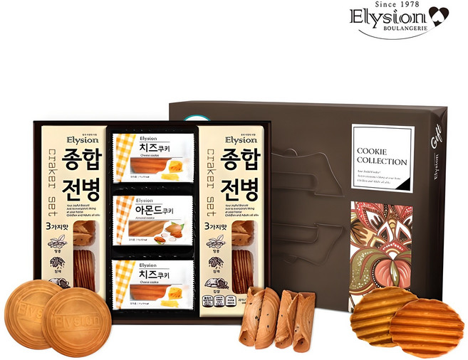 종합 과자 선물 세트 (맛있는 아몬드 치즈 쿠키 종합 전병 SET), 450g, 1개