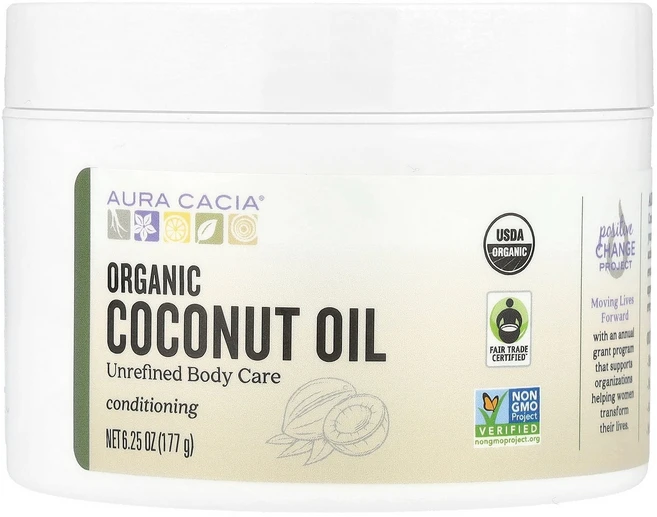Aura Cacia 유기농 코코넛오일 177g(6.25oz) Cacia (아우라 카시아) - 쿠팡