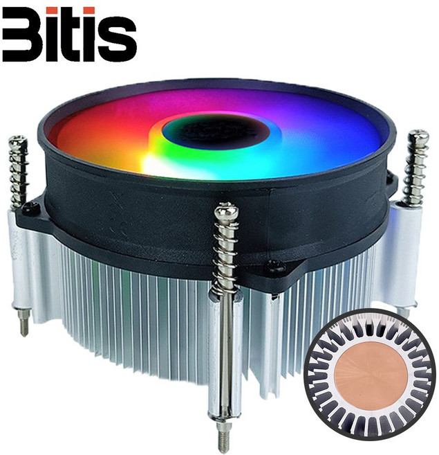 비티즈 T80 RGB LED 인텔 CPU 쿨러 공랭쿨러, 1개