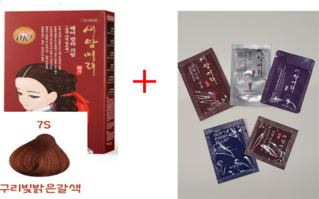 [새앙머리] 다빛헤어 컬러 새치염색약(60g+60g) 구매시 새앙머리상품 각종 샘플증정, 7S/ 구리빛밝은갈색, 120g, 1개