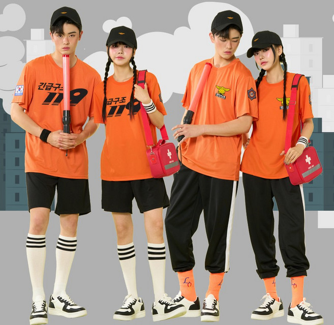 소방관반티 체육대회 반티 졸업사진 단체복 소방 피케 티셔츠 할로윈 의상