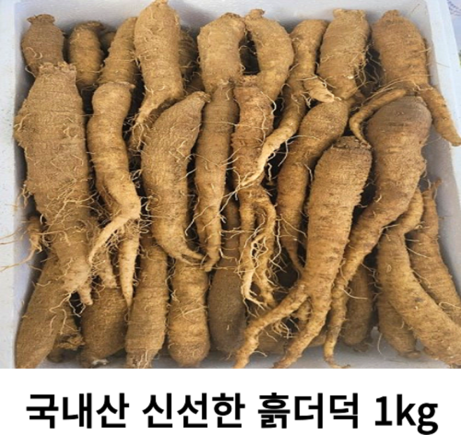 국내산 신선한 흙더덕 1kg 국산 향긋하고 아삭한 더덕 생더덕 봄흙더덕 중급 상급 특품 햇더덕 산더덕 제철, 1개
