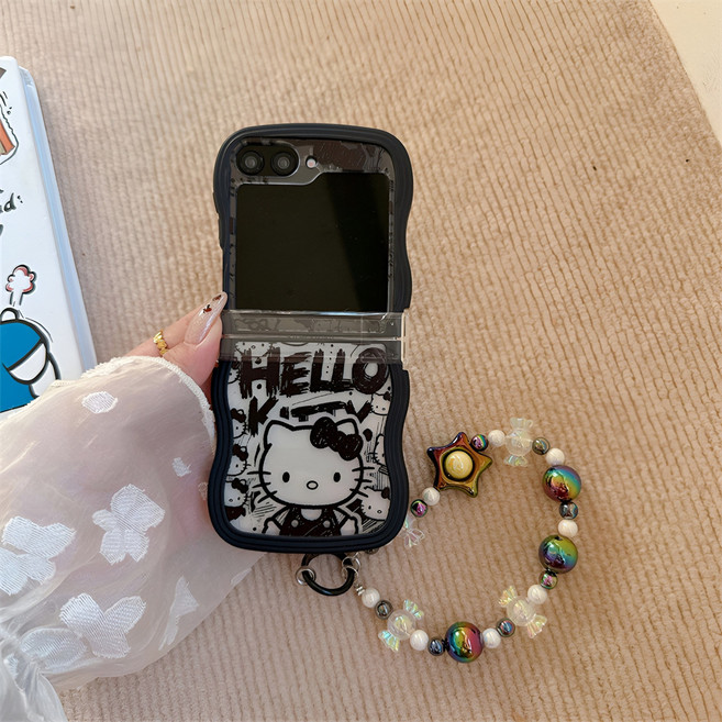 삼성 갤럭시z플립5 z플립6 z플립7 힌지보호 블랙 그래피티 고양이 핸드폰케이스