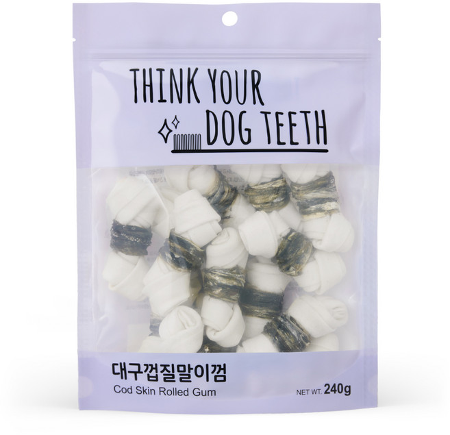 딩고껌 Think your dog teeth 대구껍질말이딩고 우유껌 스틱 15P(240g) 강아지 치석 제거 개껌, 대구껍질말이, 240g, 1개
