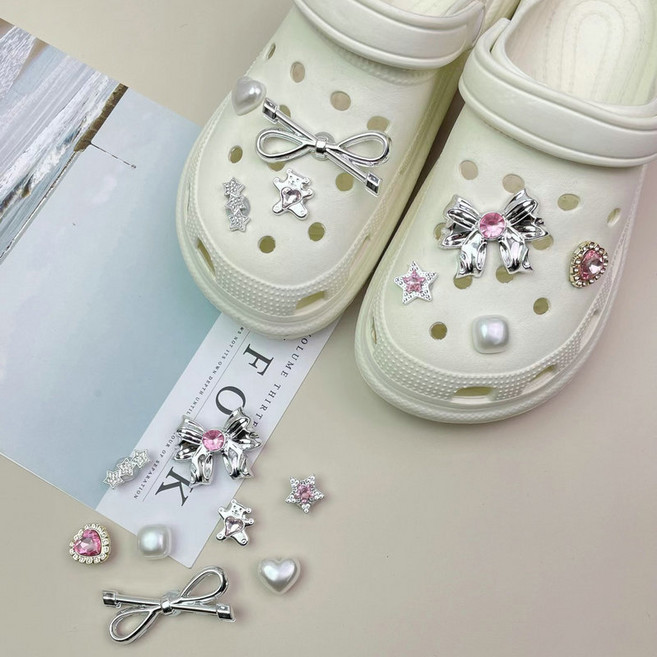 도림 볼드 실버 리본 신발 꾸미기 파츠 세트 8p