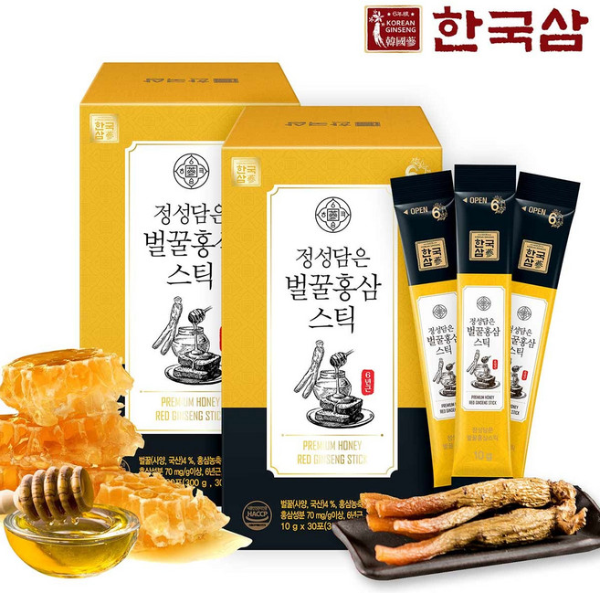 한국삼 정성담은 벌꿀홍삼스틱 30p, 2개, 300g