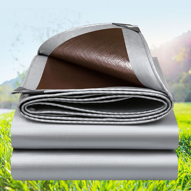 [반전] 두꺼운 내마모 방수 천 다용도 방수포 천막 그라운드시트 자외선 UV차단 방수천 캠핑용 양면코팅 아웃도어 천막 커버 PE 이중코팅그라운드시트, 실버색+카페인색