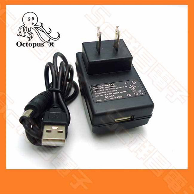 祥昌電子 Octopus 章魚牌 300.0502U 電源供應器 DC5V 2A 變壓器, 1個