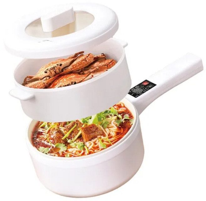 多功能蒸煮鍋 2L 附蒸籠 110V 700W 智慧控溫, NHF-K8335
