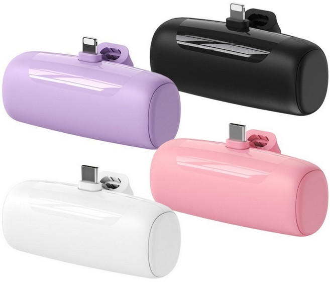 도킹형 일체형 미니 기내 보조배터리 기내반입 5000mAh 애플 8핀 C타입, 블랙, C타입 1개