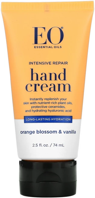EO Products 인텐시브 리페어 핸드크림 오렌지블라썸 바닐라 2.5 fl oz (74 ml) 2팩, 1개, 74ml - 쿠팡