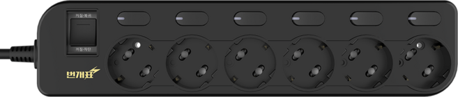 번개표 절전형 개별스위치 멀티탭 6구 M6B-S5/R, 5m, 블랙, 1개