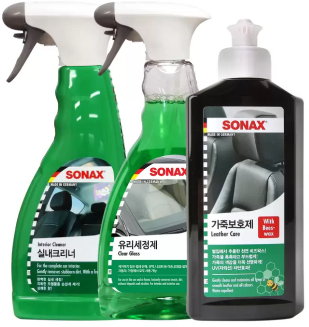 소낙스 익스트림 실내 세차 3종 세트 실내클리너 유리세정제 가죽클리너 깨끗한 자동차 유지 관리 용품, 1개