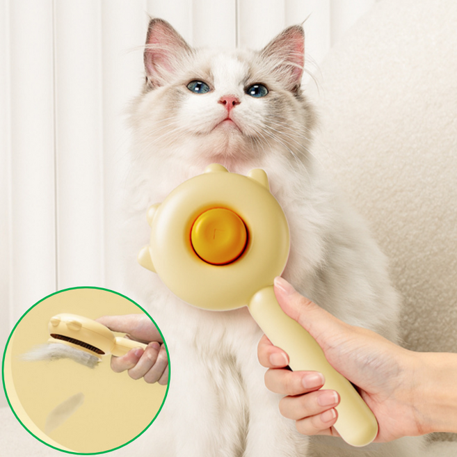 고양이 강아지 냥계란빗 죽은털 엉킨털 제거 슬리커브러쉬 원터치브러쉬, 그린, 1개