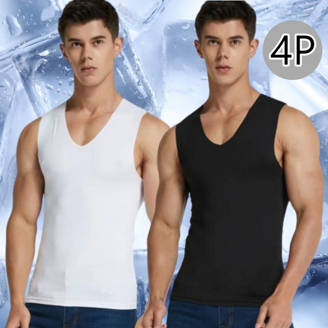 아이스 쿨 남성 심리스 런닝 남자 무봉제 심리스 에어리즘 나시 4P