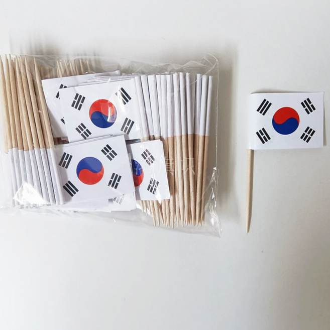 장식용 태극기 국기 깃발 장식 이쑤시개 꽃이 100개
