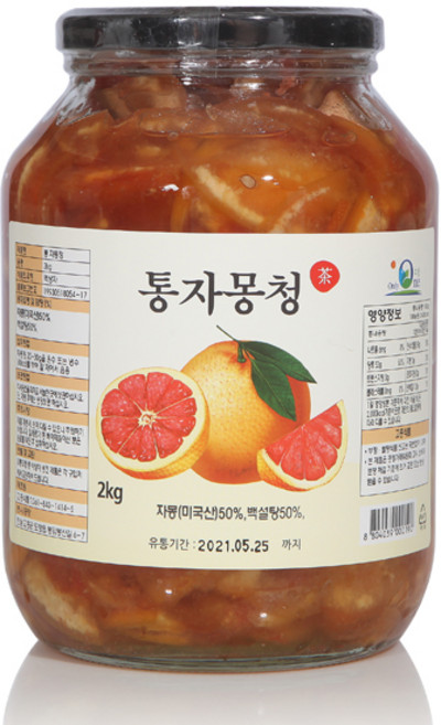 (고흥식품) 화학 첨가물이 없는 100% 통 자몽차, 2kg, 1개, 1개입