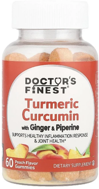 닥터스파이니스트 터메릭 커큐민 구미스 강황 흑후추 추출물 함유 복숭아맛 구미젤리 60개, Doctor's Finest, 강황 커큐민 구미젤리,, 1개, 60정 - 쿠팡