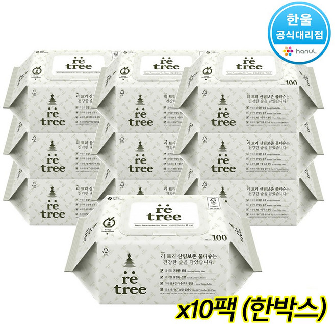 리트리 더도톰한 4겹원단 물티슈 캡형 100매 x 10팩, 10개