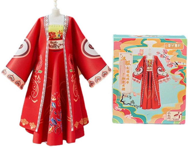 漢服DIY換裝娃娃手工創意玩具 女孩生日禮物, 紅色, 1個