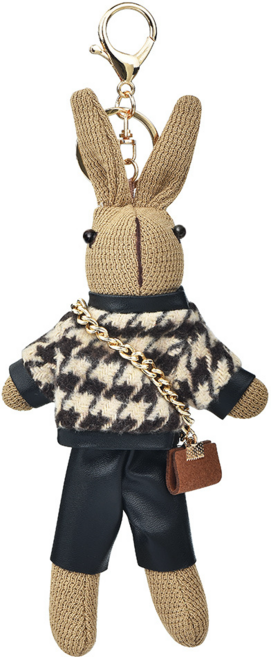 빈티지 토끼 니트 인형 키링 체크패턴 여성 가방 백참 장식