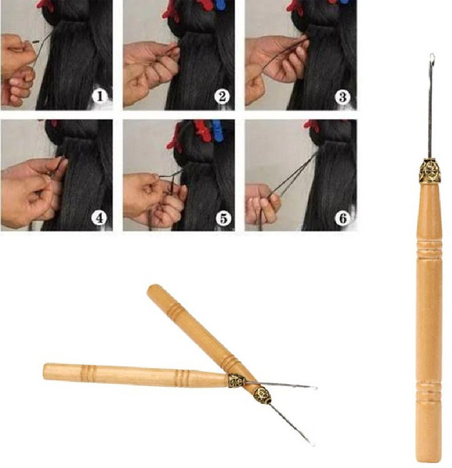 위그바늘 가발 뜨개질 후크 루프 머리연장 붙임머리 BL06361, 1개