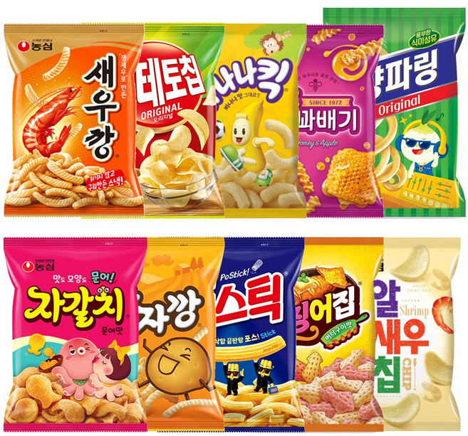 과자선물세트 1호 새우깡+감자깡+바나나킥+양파링+자갈치+포스틱+꿀꽈배기+오징어집+알새우칩+포테토칩 각1개씩, 1개