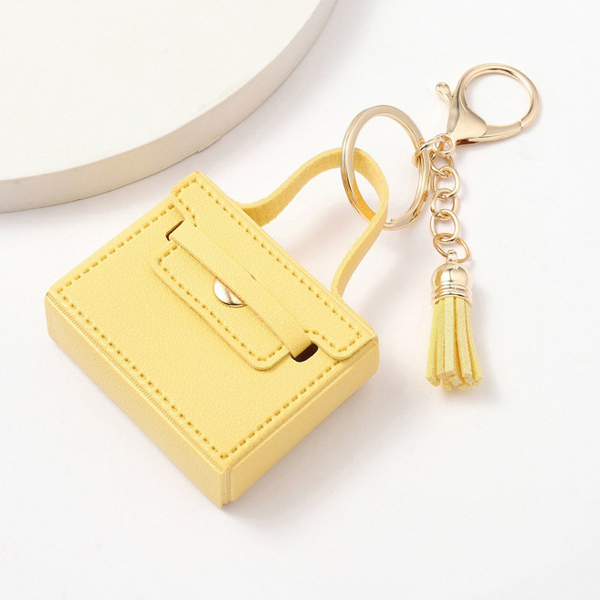 SZ3008 미니 가방 키링 에어팟 케이스, 1개, 옐로우