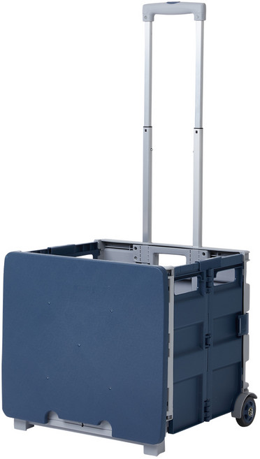 접이식 폴딩카트 핸드카트 장바구니 쇼핑카트 캐리어, 1개, 대형(그레이+네이비)