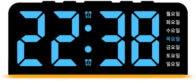 Allilio 심플스타일 LED 디지털 전자 탁상시계 날짜 온도 알람 무소음 알람시계, 블루