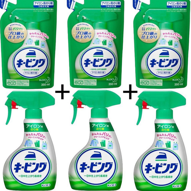 카오 다리미 다림풀 키핑 핸디 스프레이 400ml 3개 + 리필 350ml 3개 세트, 1개