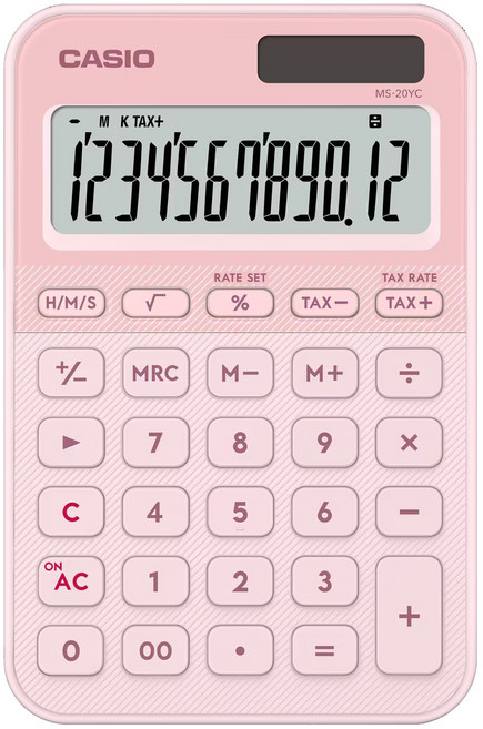 카시오 컬러 전자계산기 MS-20YC, 1개, (카시오 정품 계산기)라이트 핑크