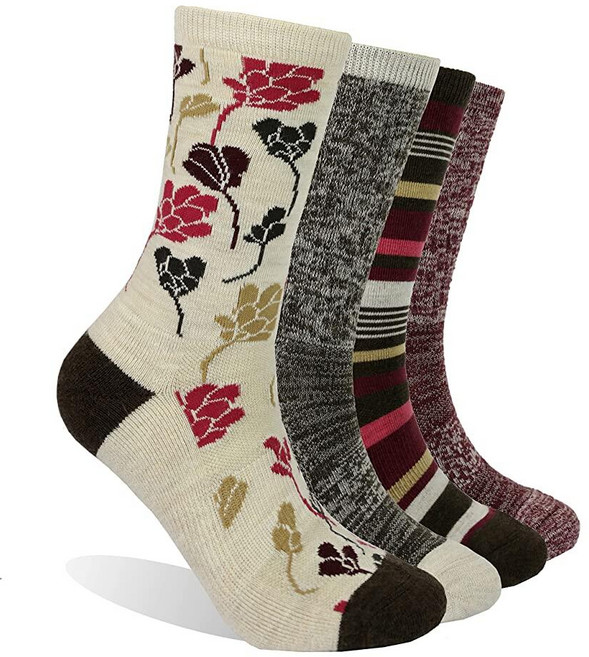 EnerWear 유니 메리노 울 아웃도어 하이킹 트레일 크루 양말 4/6팩 1701m [호환], 3-9-11