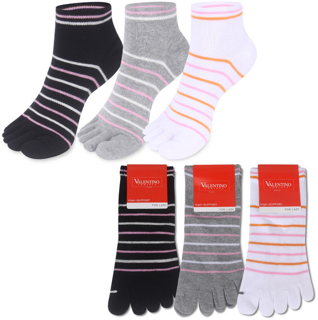 골져스토어 여성용 사계절 부드러운 파스텔링글 발목 단목 발가락양말 6켤레