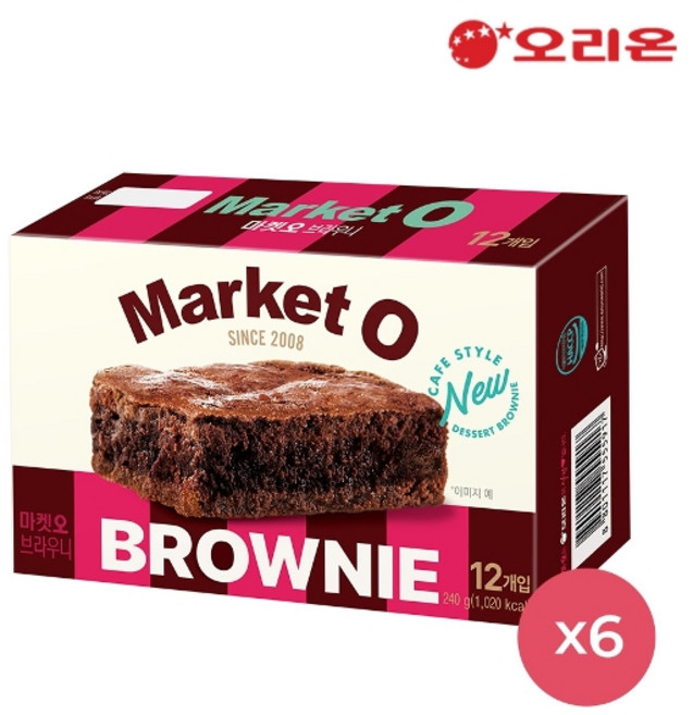 오리온 마켓오 리얼브라우니 12P(240g) x6개, 240g, 6개