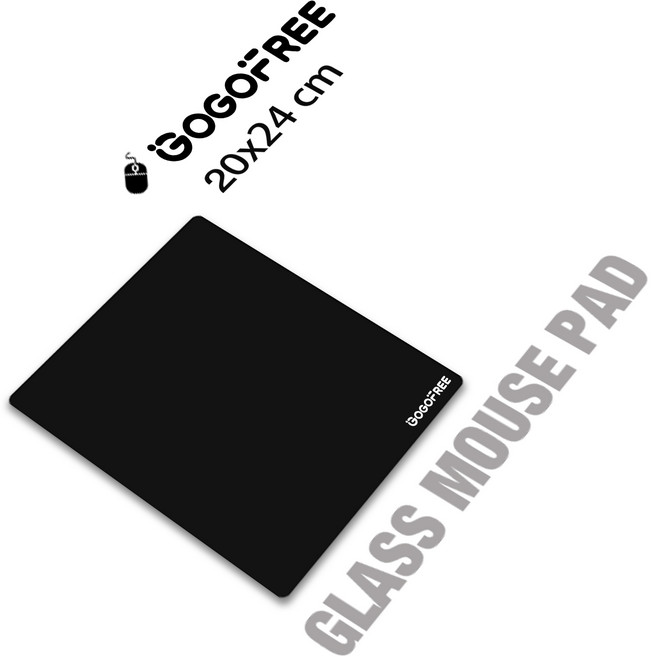 GOGOFREE 게이밍 사무용 강화유리 마우스패드 M&S, 1개, 블랙 200x240mm