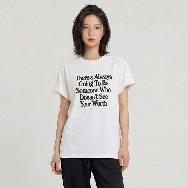 오브나인 루즈핏 알파벳 프린트 순면 반팔 티셔츠 (4color)+델로나