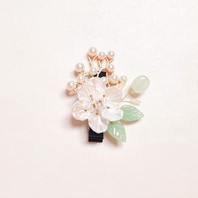 BEEU 비유 진주나무 진주꽃핀 / 한복 브로치 뒤꽂이 비녀 집게핀 빗핀 돌잔치 혼주용 예식용 한복 올림머리 비녀 머리핀 헤어핀 머리장식 장신구 헤어악세사리