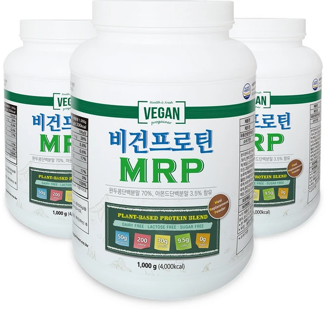 프로게이너 비건프로틴 완두콩단백질 PEA 프로틴쉐이크, 1kg, 3개 - 쿠팡