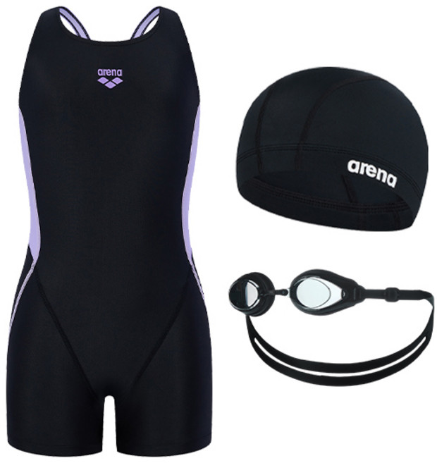 아레나 생존수영 키트 라이풀 초등학생 키즈 여아동 3부 반신 3종 수모 세트